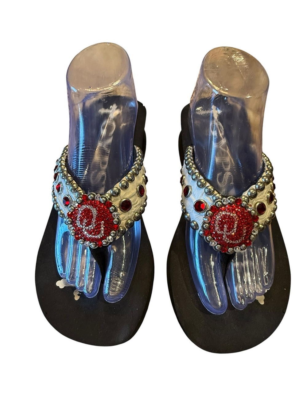 Gypsy Soule Women’s 9 Embellished OU Univ of Oklahoma Flip Flops
